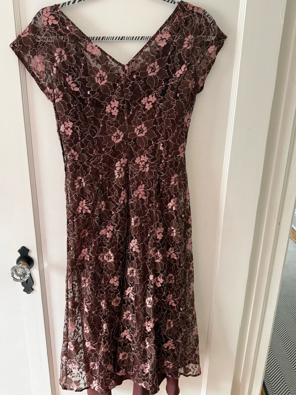 Vintage Jill Anderson NYC 2-Piece Lace Floral Dress Set Pink Brown Whimsygoth S - Picture 6 of 8